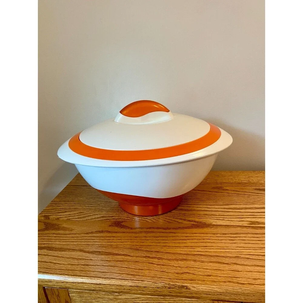Retro Tokyo Large Thermo Insulated Food Bowl Container Locking Lid Orange MCM